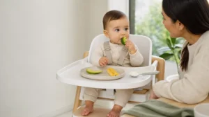 Baby self-feeding with baby-led weaning