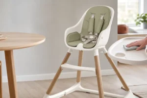 Baby-led weaning finger foods in a high chair