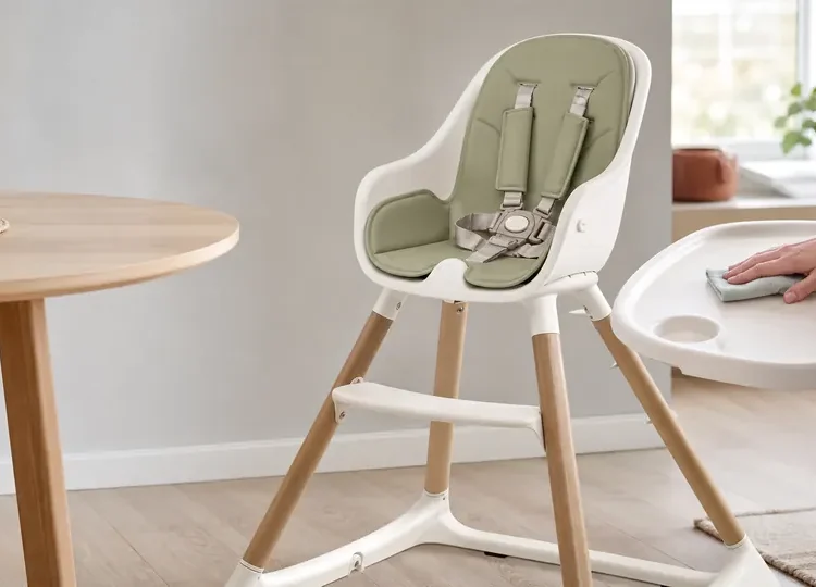 Baby-led weaning finger foods in a high chair