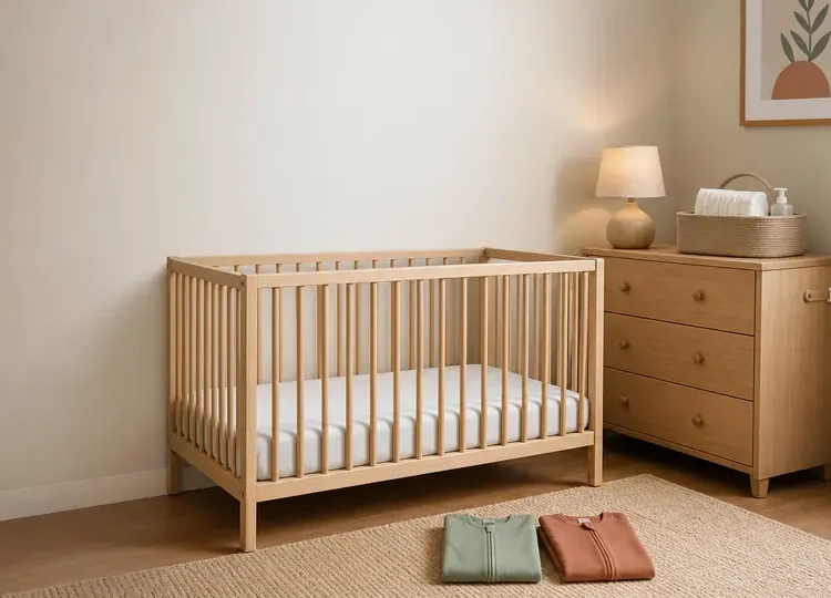 Nursery setup with crib and chair