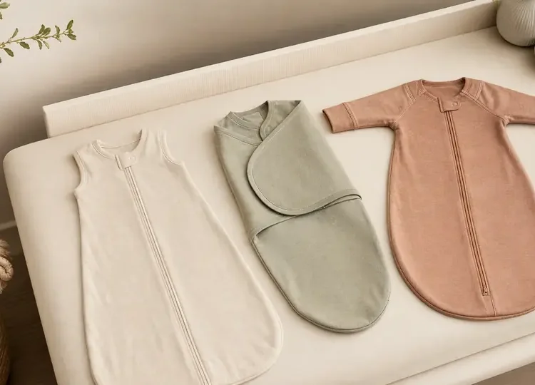 Baby sleep sacks and swaddles